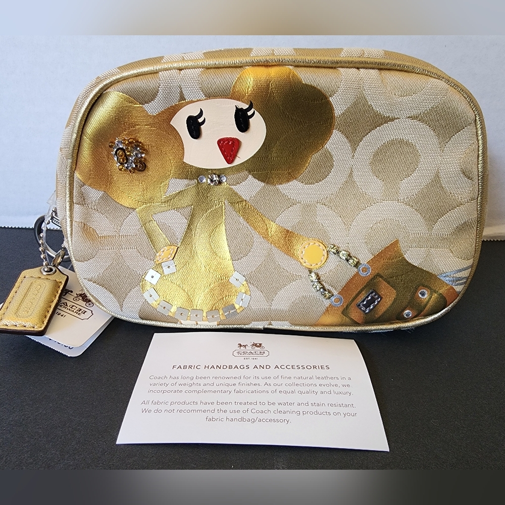 NWT Coach Poppy Chan Cosmetic Case - Goldy